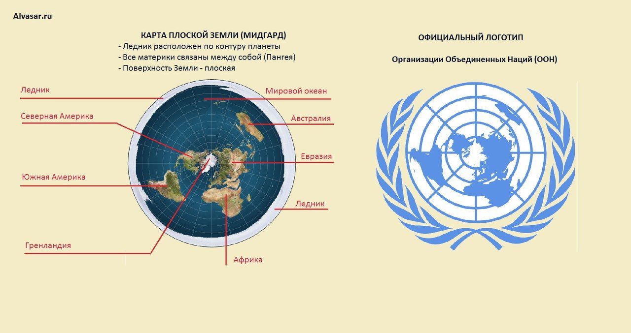 Карта земли оон и теория плоской земли