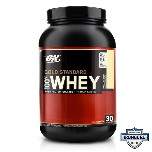 Производитель - Optimum Nutrition
Упаковка - Банка 941 г 
Порций - 30

Цена: http://ironguru.ru/katalog/protein/optimum_nutrition-protein/100_whey_gold_standard-2lbs.html